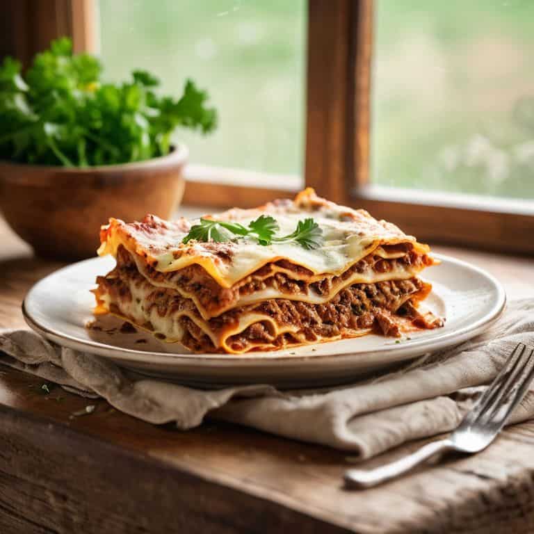 Classic beef lasagna dish
