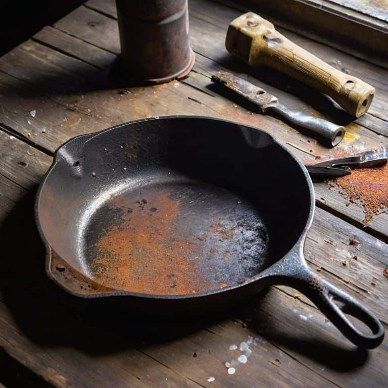 Restoring rusty cast iron skillet guide